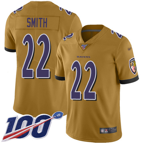 Baltimore Ravens Limited Gold Men Jimmy Smith Jersey NFL Football #22 100th Season Inverted Legend